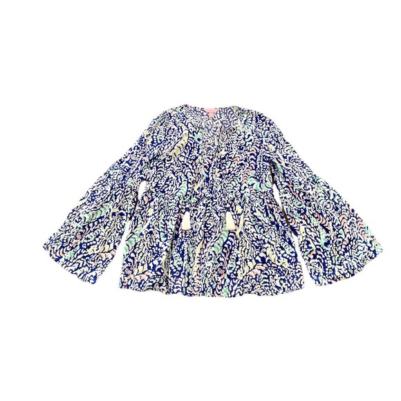 Lilly Pulitzer Tops - Lilly Pulitzer Kahli Blouse Move It Or Lose It Bell Sleeves Size XXS